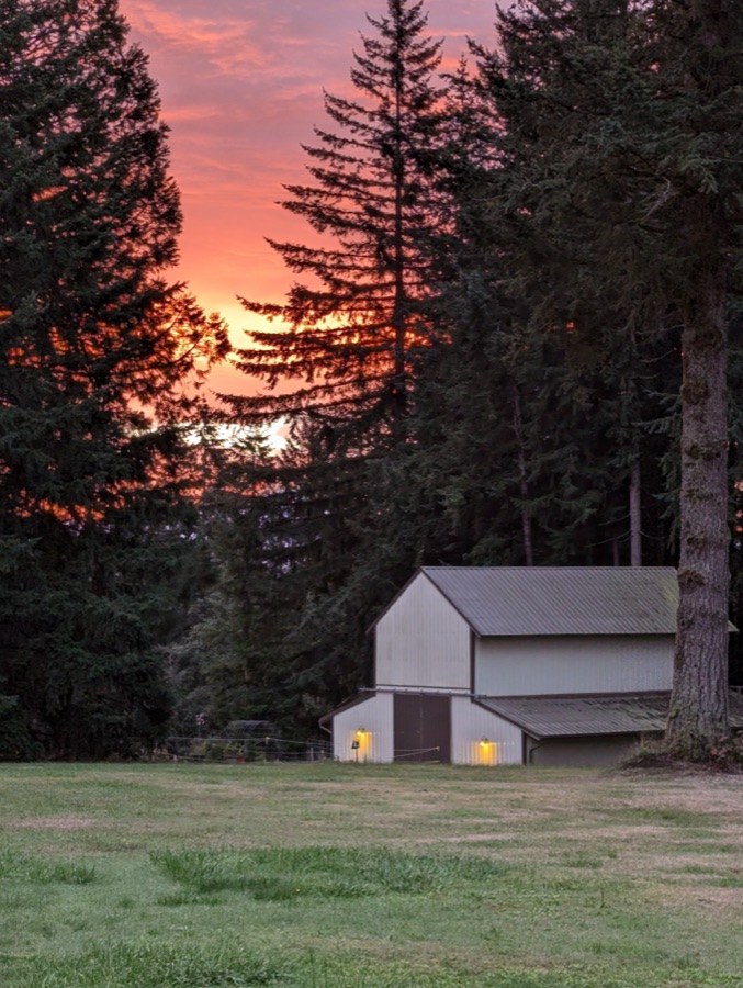 The barn at sunset