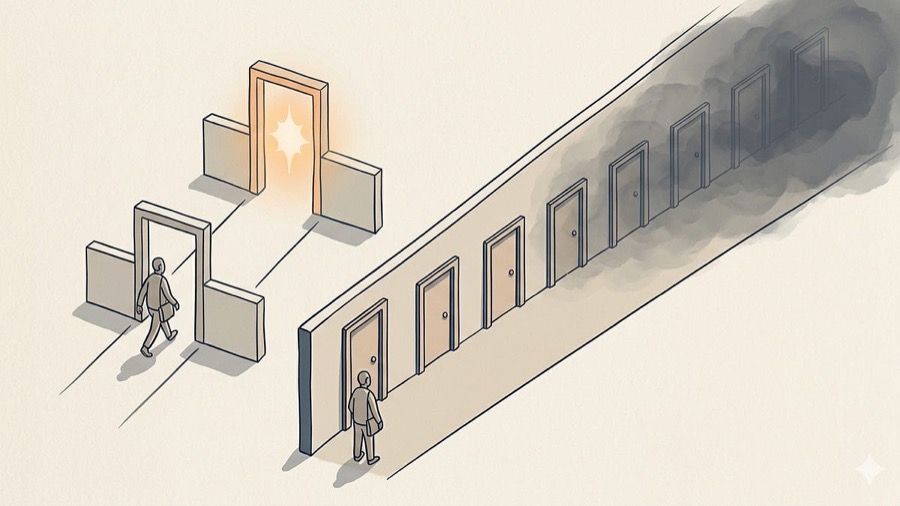 Essay artwork for the two-step hiring loop
